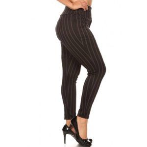 Curvy Size Pin Striped Dress Pants